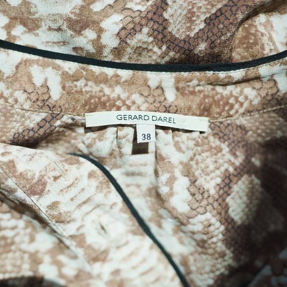 GERARD DAREL Silk Snake Skin Print Button Front Blouse Brown EU 38, US 6 - Picture 3 of 8